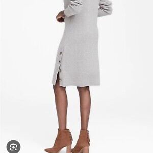 Banana Republic Gray Long Sleeve Dress with Midi Length and Side Slit